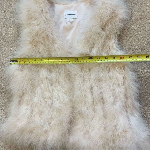 Club Monaco Cream Fur Feather Vest Sz S - Picture 13 of 14
